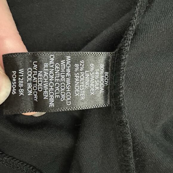 Betabrand Womens Jersey Knit Dress Size M Black Ruched Stretch Pockets - Picture 5 of 10